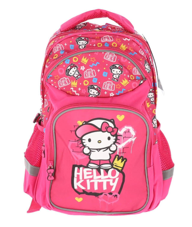 Ghiozdan Hello Kitty fete clasele 1-4, compartimente spatioase, fermoar, buzunare pentru sticla, roz - imagine 4